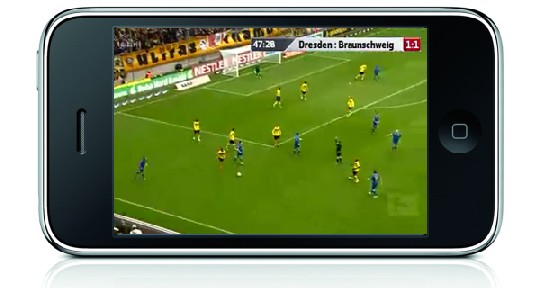 Die Begegnung von Dynamo Dresden und Braunschweig in der Mobile-TV-App. Abb.: hgr