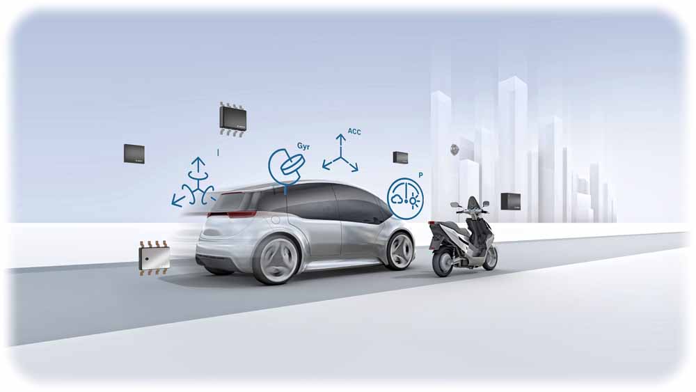 Elektrische und autonom fahrende Autos mögrn mechanisch einfacher zu bauen sein als heutiger "Verbrenner" - doch der Anteil mikroelektromechanischer Systeme (MEMS) und anderer Elektronik wird drastisch steigen. Grafik: Bosch