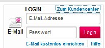 Kleiin und rechts oben auf der "t-online.de"-Seite findet man das Log-In für das Kundencenter. Abb.: BSF