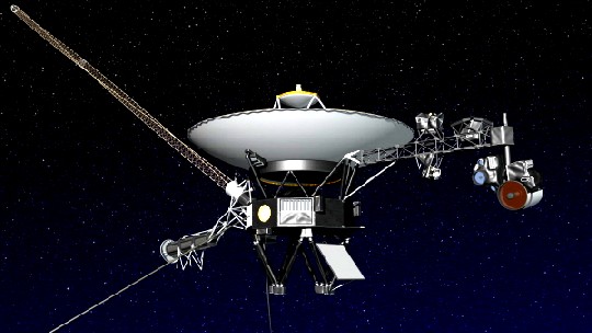 Visualisierung der "Voyager 1" am Rande unseres Sonnensystems. Abb.: NASA